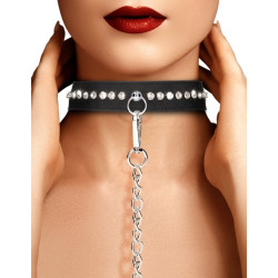 Ouch! Collier-Laisse à Strass Diamond Studded Noir